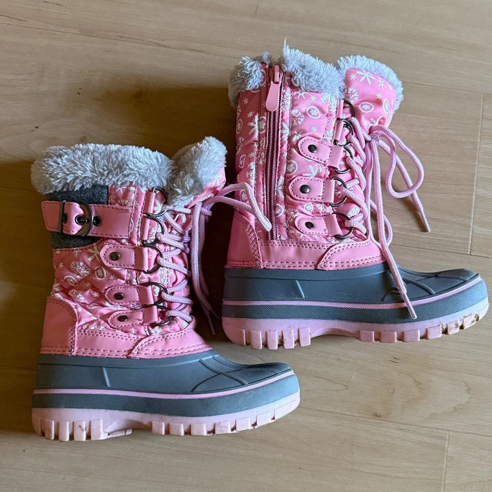 DREAM PAIRS KRIVER-1 GIRLS INSULATED LINED WATERPROOF WINTER SNOWBOOT PINK SZ 10